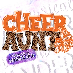 Cheer Aunt Sublimation | Cheer Aunt PNG | Cheer Sublimation | Orange Cheer Aunt Shirt Design | Cheer PNG | Cheer Orange
