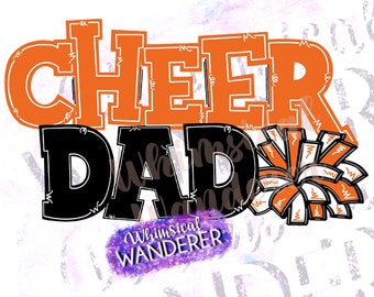 Cheer Dad Sublimation | Orange Cheer Dad Design | Papa Cheer PNG | Cheer Sublimation | Cheer Design | Cheer PNG | Cheer Orange