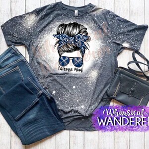 Lacrosse Mom Messy Bun Design | Lacrosse PNG | Messy Bun Lacrosse | Navy Blue Lacrosse Design | Lacrosse Sublimation | Lacrosse Blue image 2