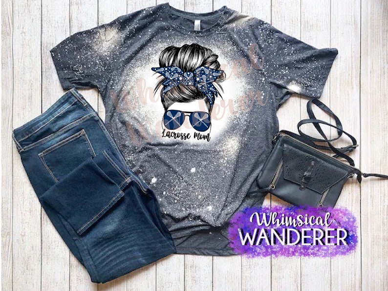 Lacrosse Mom Messy Bun Design | Lacrosse PNG | Messy Bun Lacrosse | Navy Blue Lacrosse Design | Lacrosse Sublimation | Lacrosse Blue image 2