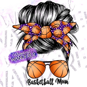 Basketball Mom Messy Bun | Basketball Mom Sublimation | Basketball Sublimation | Basketball PNG | Basketball Design | Basketball Purple