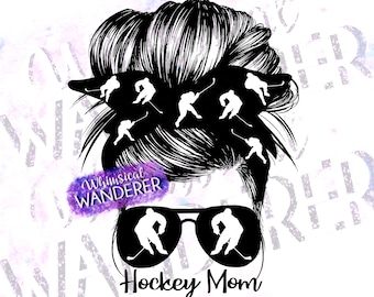 Hockey Mom Messy Bun Sublimation | Hockey Mom Sublimation | Hockey PNG | Hockey Sublimation | Hockey Mom PNG | Hockey Black White