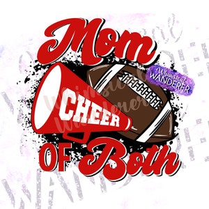 Mom of Both Football Cheer PNG | Cheer Football Design  | Red Football Cheer Sublimation | Red Cheer Football Sublimation