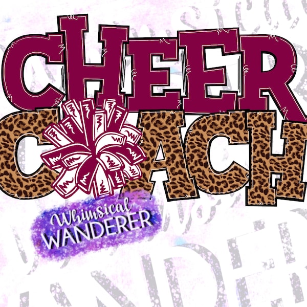 Cheer Coach Sublimation | Cheer Coach PNG | Cheer Design | Cheer Sublimation | Cheerleading Design | Coach Cheer Maroon  | Maroon Cheer PNG