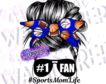 Sport Mom Messy Bun Sublimatie | Sport Mom Sublimatie | Basketbal Moeder Voetbal Moeder Honkbal Moeder | Moeder van Beide Basketbal Voetbal
