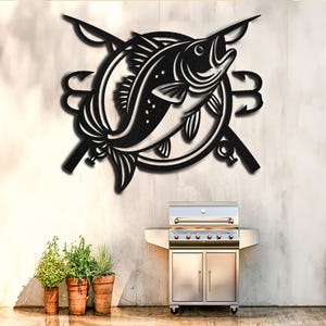 Marlin Metal Wall Art: Deep Sea Fishing Sign, Powder Coated Steel