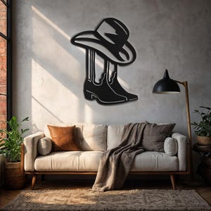 Decorative Cowboy Hat and Boots, metal wall sign