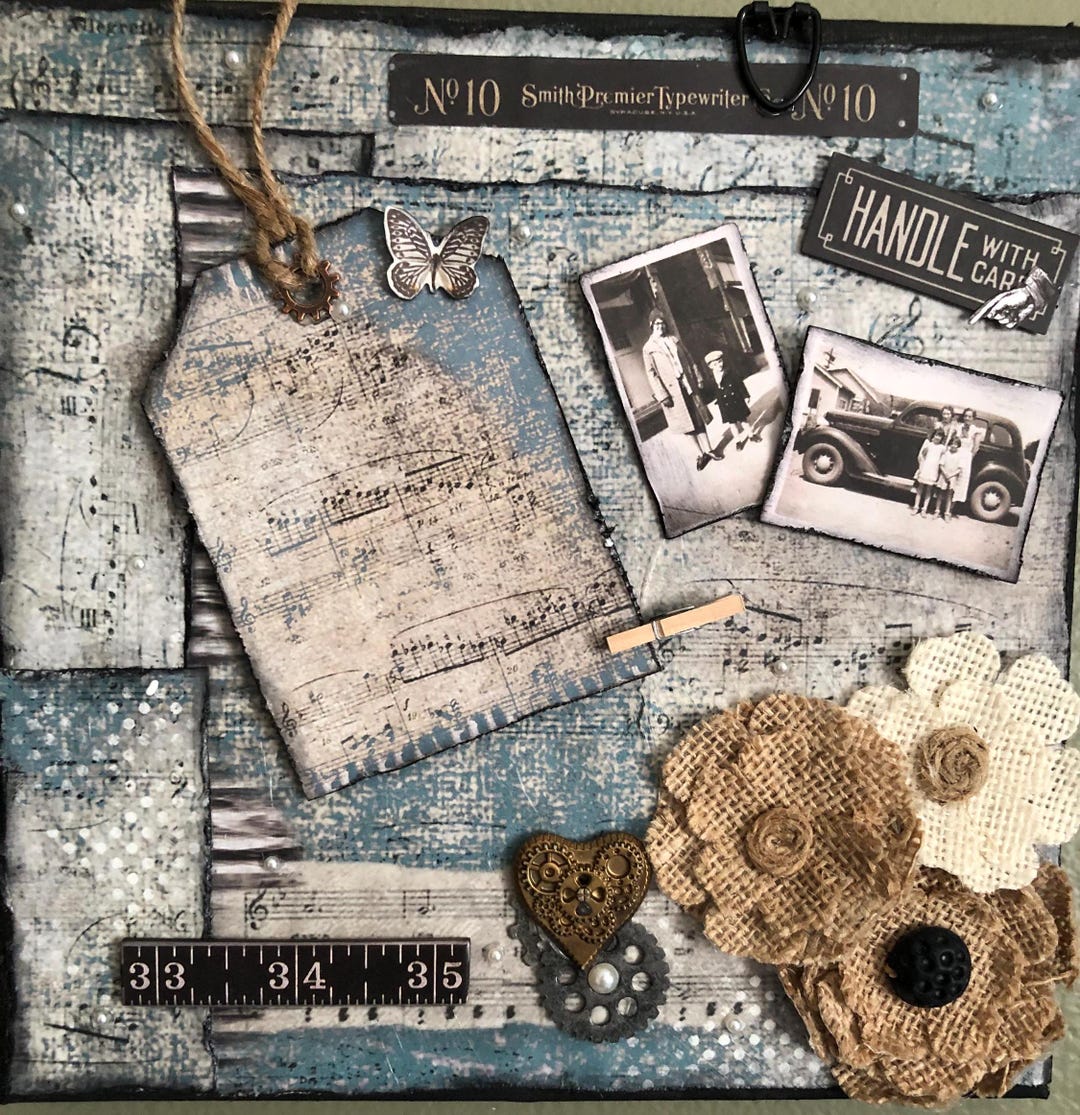 Original Mixed Media Wall Art, One of a Kind Canvas Collage. Mixed ...