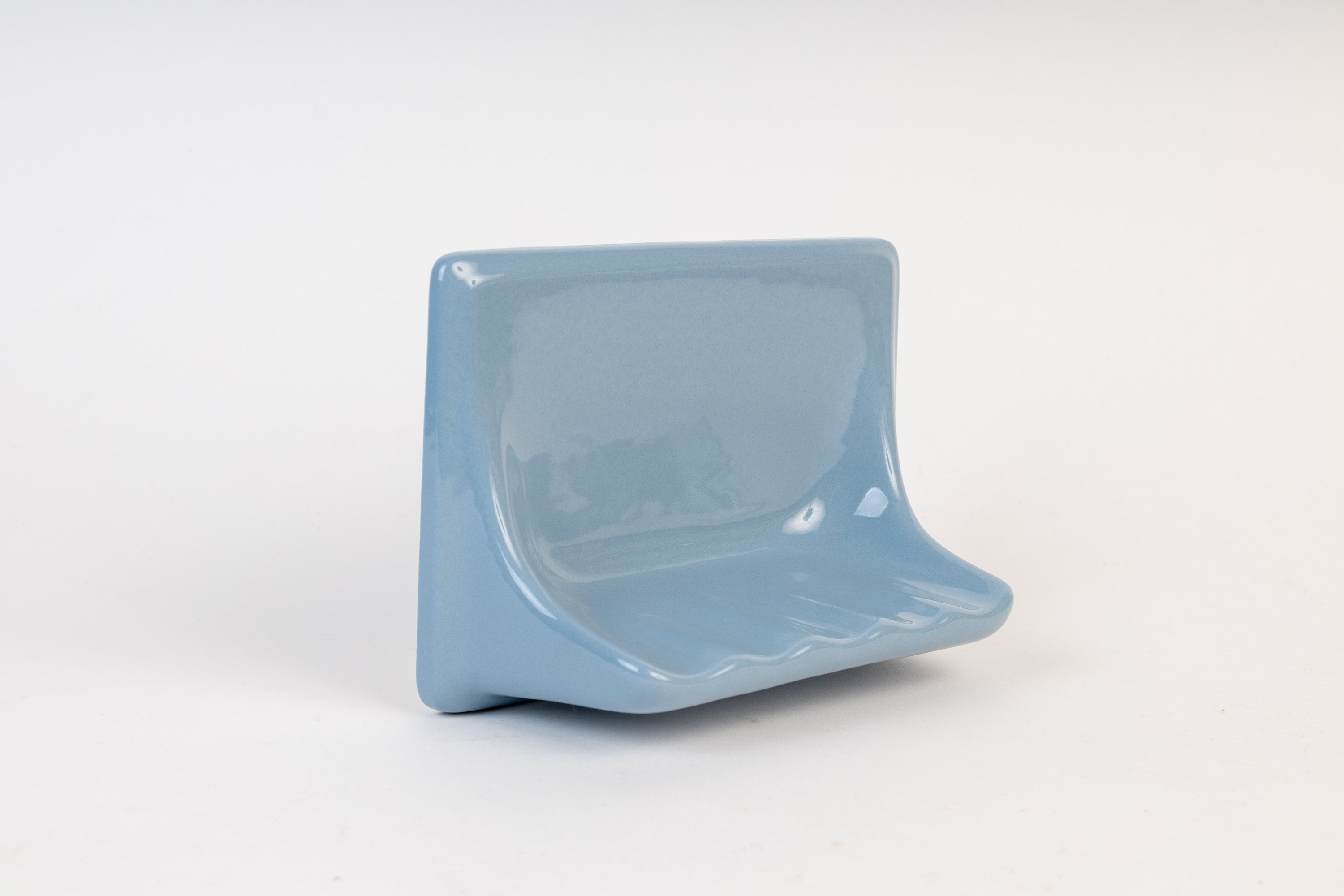 Vintage Light Sky Baby Blue Ceramic Tile-In Wall Bathroom Soap Dish Holder