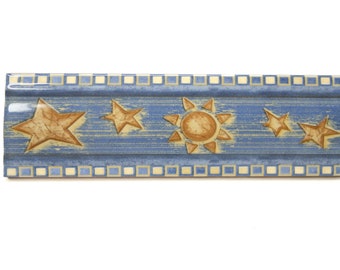 decorative tile liner sun and stars. 3 in x 9 3/4 in  (made in Italy)