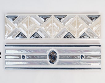 Italian ceramic tile border trim 8cm x 30cm  (vintage made in Italy)