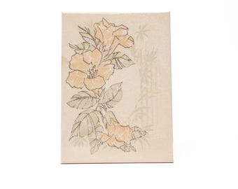 Vintage Italian Floral Tile - Beige & Cream 6x8 (1980s)