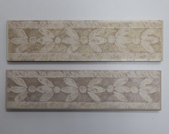 Moldura de borde de azulejo cerámico italiano de 2 1/2 pulg. x 9 3/4 pulg. (vintage, fabricado en Italia)