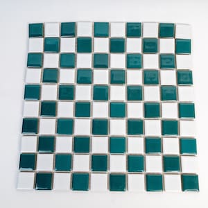 May include: A sheet of green and white ceramic tile in a checkerboard pattern.