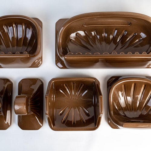 6 piece vintage bathroom set Brown (Made In Italy)