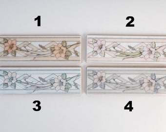 Italian floral tile border trim 2in x 6in or 5cm x 15cm (made in Italy)