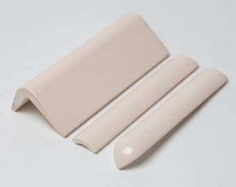 Dawn Pink ceramic V-cap, Quarter round and Quarter round corner