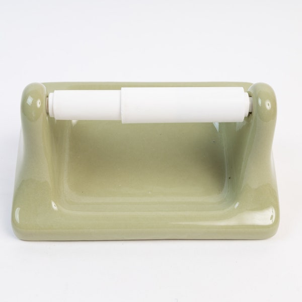 Vintage Green Ceramic Toilet Paper Holder