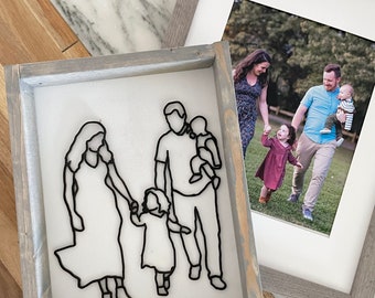 Line Art Family Portrait, Wood 3D Family Photo, mom birthday gift, mother’s father’s day gift, anniversary gift, wedding photo gift
