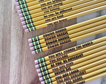Positive affirmation pencil, personalized pencil, engraved pencils, custom pencils, back to school gift, teen kids birthday gift