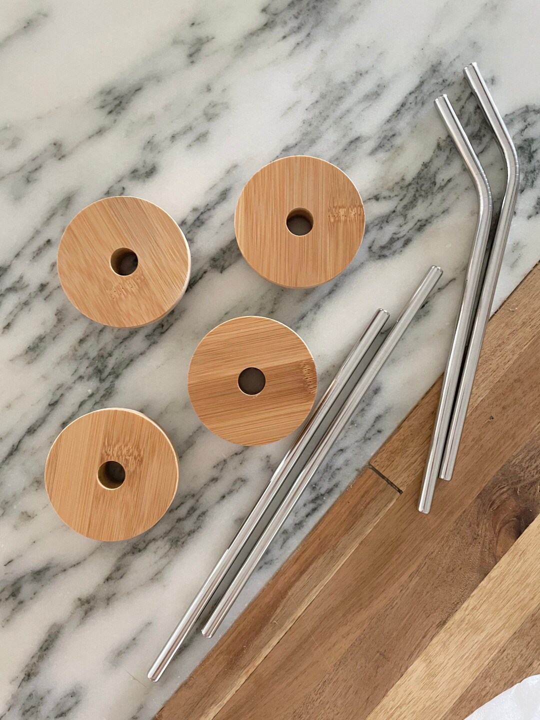 Beer Can Glass Lid Mason Jar Lid Bamboo Straw Lid Etsy