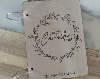 Custodia per cartoline di Natale, custodia per carte in legno, cartoline del Natale passato, custodia per cartoline di Natale, raccoglitore per biglietti di auguri
