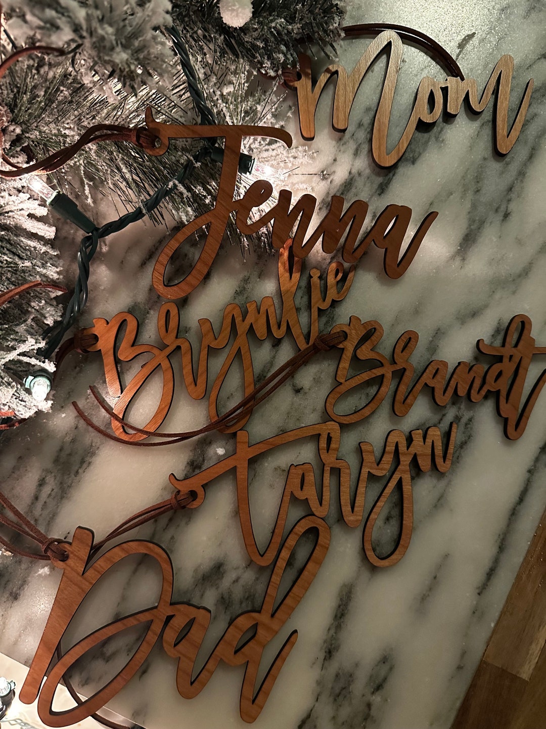 Wood Script Nametag, Wood Personalized Christmas Stocking Tag, Custom ...