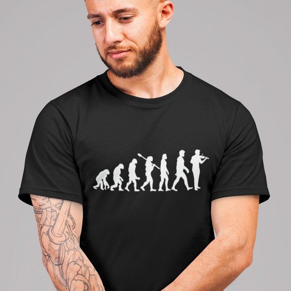 T-shirt Evolution of violoniste, T-shirt violon, cadeau chemise mélomane, cadeau tee-shirt musicien, joueur de violon, cadeau drôle de musicien haut tshirt