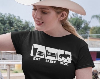 Eat Sleep Ride Horse Funny Novelty Tops T-Shirt Womens tee TShirt