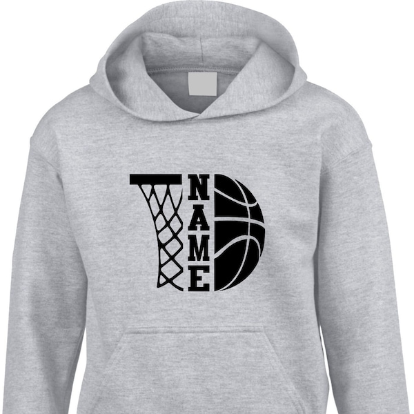 Personalised Basketball Hoodie, Custom Name Hoody, Sports Lover Present, Outdoor Games, Birthday Gift, Adults Kids Women Christmas Jumper