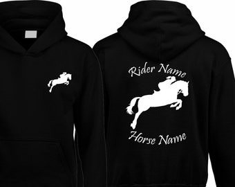 Personalised Horse Rider Hoodie Hoody Jumping Cob Riding Gift Birthday Gift Adults Kids Women Jockey Riding Jumper Equine Unisex Present Top