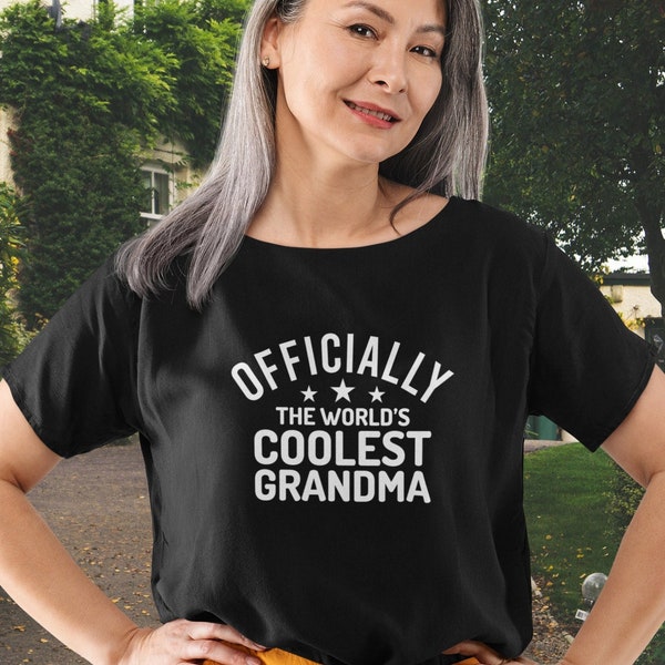 Grandma T-shirt, Officially World's Coolest Grandma Shirt, Mother's Day Gift, Awesome Mum Shirt, Grand mom Shirt, Funny Unisex Tee Top UK