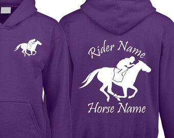 Felpa Con Cappuccio Personalizzata Per Cavallerizzi - Regalo Fantino Con Nome Cavallo