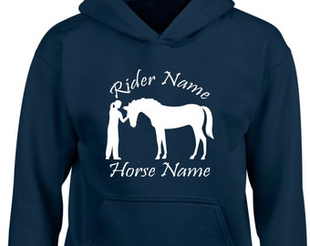 Personalised Horse Lover Hoodie Equestrian Jumper Racing Hoody for Adults Kids Women Dressage Jockey Riding Equine Cob Christmas Gift Top