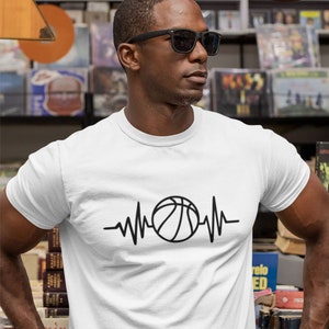 Basketball Heartbeat T-shirt | Gift for Sport Lover Basketball Team Pulse Shirt | Christmas Present or Birthday Gift | Xmas Gifts Tee Top