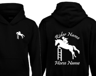 Personalisierter Reiter Hoodie: Pferd Springreiter Geschenk