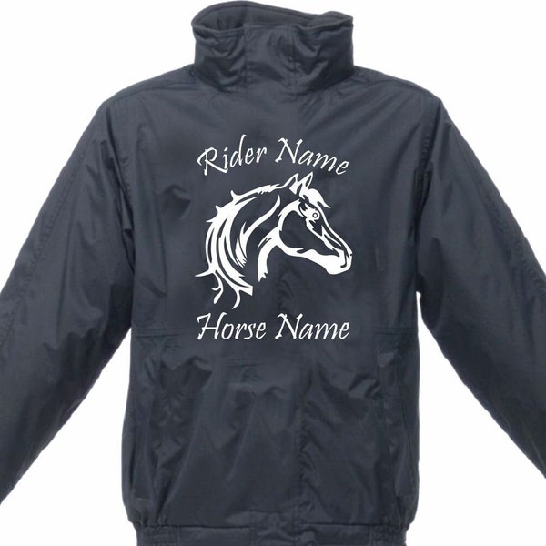 Personalised Horse Jacket Regatta Equestrian Riding School Stable Jockey Dressage Bomber Waterproof Dover Equine Coat Xmas Present Top