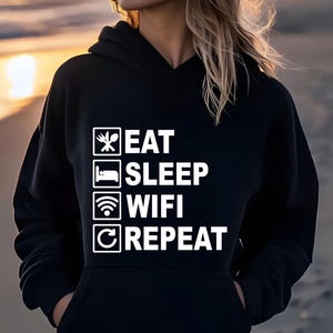 Wifi T-shirt Eat Sleep Repeat Internet Tech Programmer IT Geek Christmas Gift Jumper