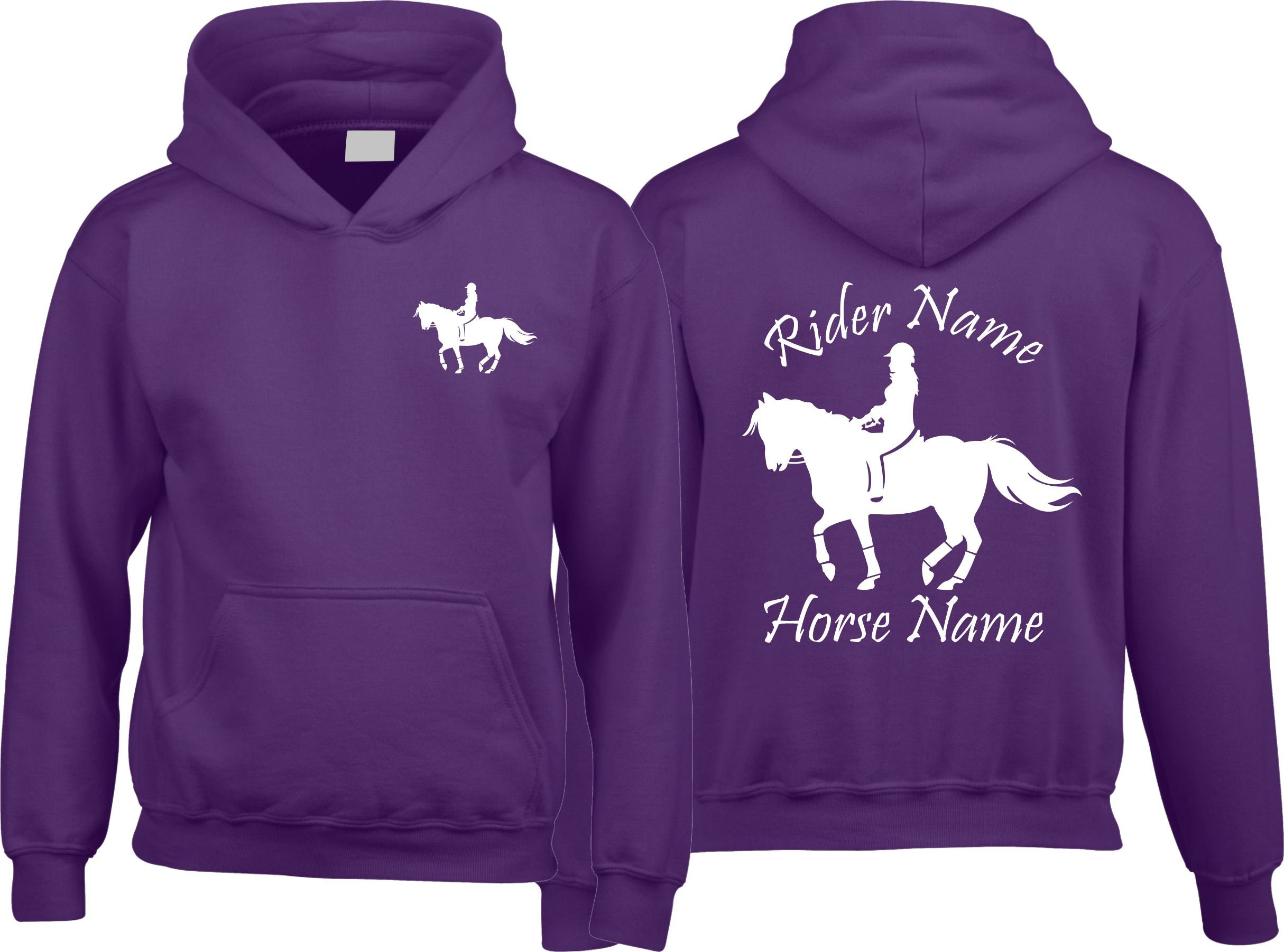 Personalised Names Horse Hoodie, Unisex Horse Hoody Jumping Design Hoodie, Jockey Rider Jumper, Equine Xmas Present Top, Birthday Gift for Adults/Kids