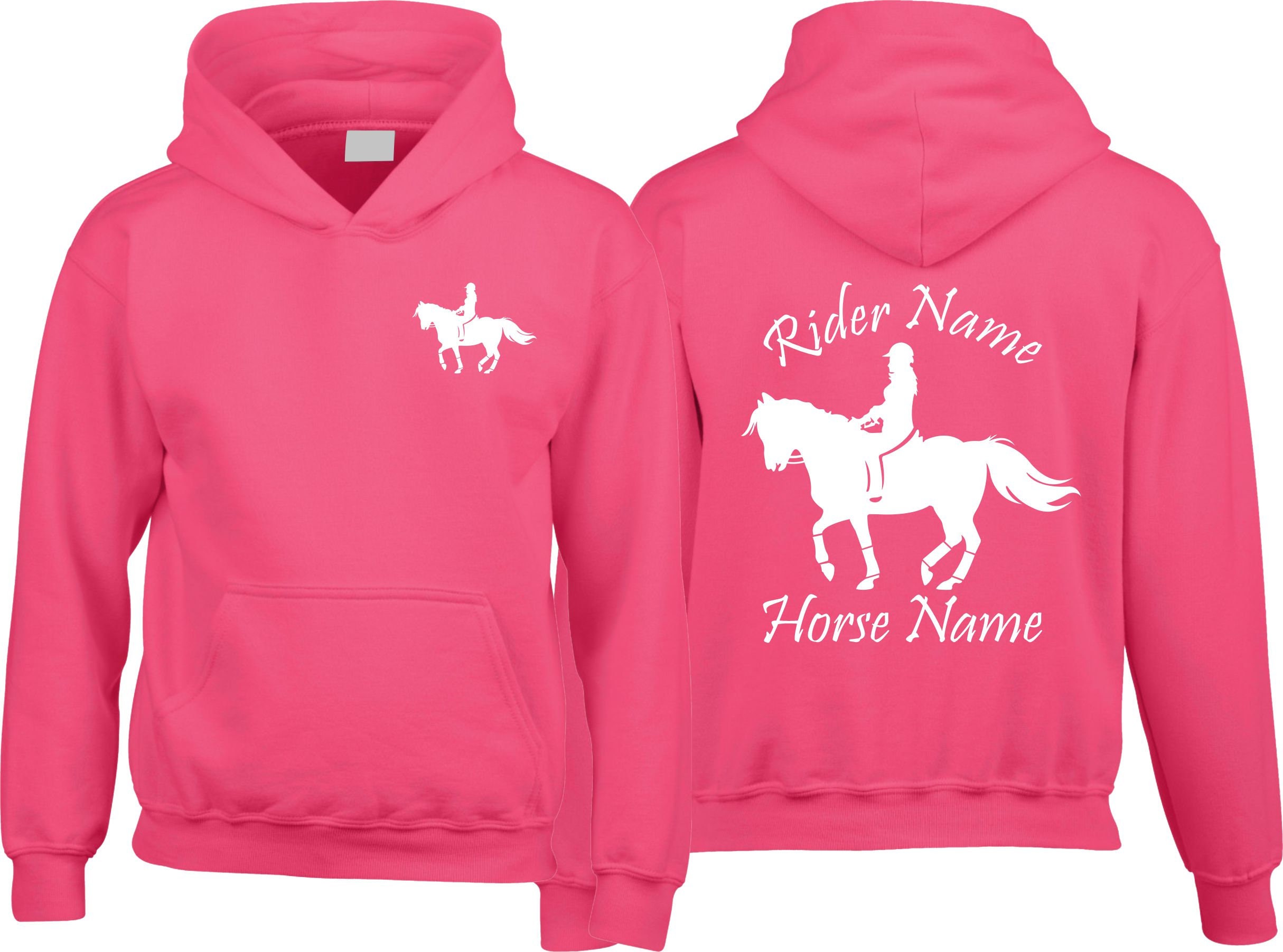 Personalised Names Horse Hoodie, Unisex Horse Hoody Jumping Design Hoodie, Jockey Rider Jumper, Equine Xmas Present Top, Birthday Gift for Adults/Kids