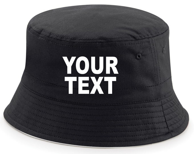 Personalised Reversible Bucket Hat Add Text or Name Etsy UK
