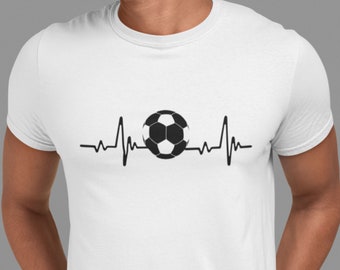 Football Player T-shirt, Gaming Sports Game Lover Soccer Match T Shirt Futball ECG Heartbeat Pulse Sportsman Christmas Gift in the UK