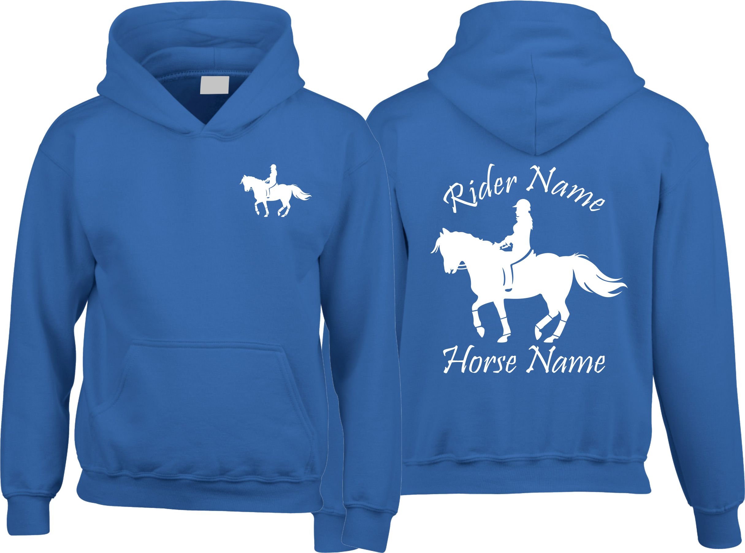 Personalised Names Horse Hoodie, Unisex Horse Hoody Jumping Design Hoodie, Jockey Rider Jumper, Equine Xmas Present Top, Birthday Gift for Adults/Kids