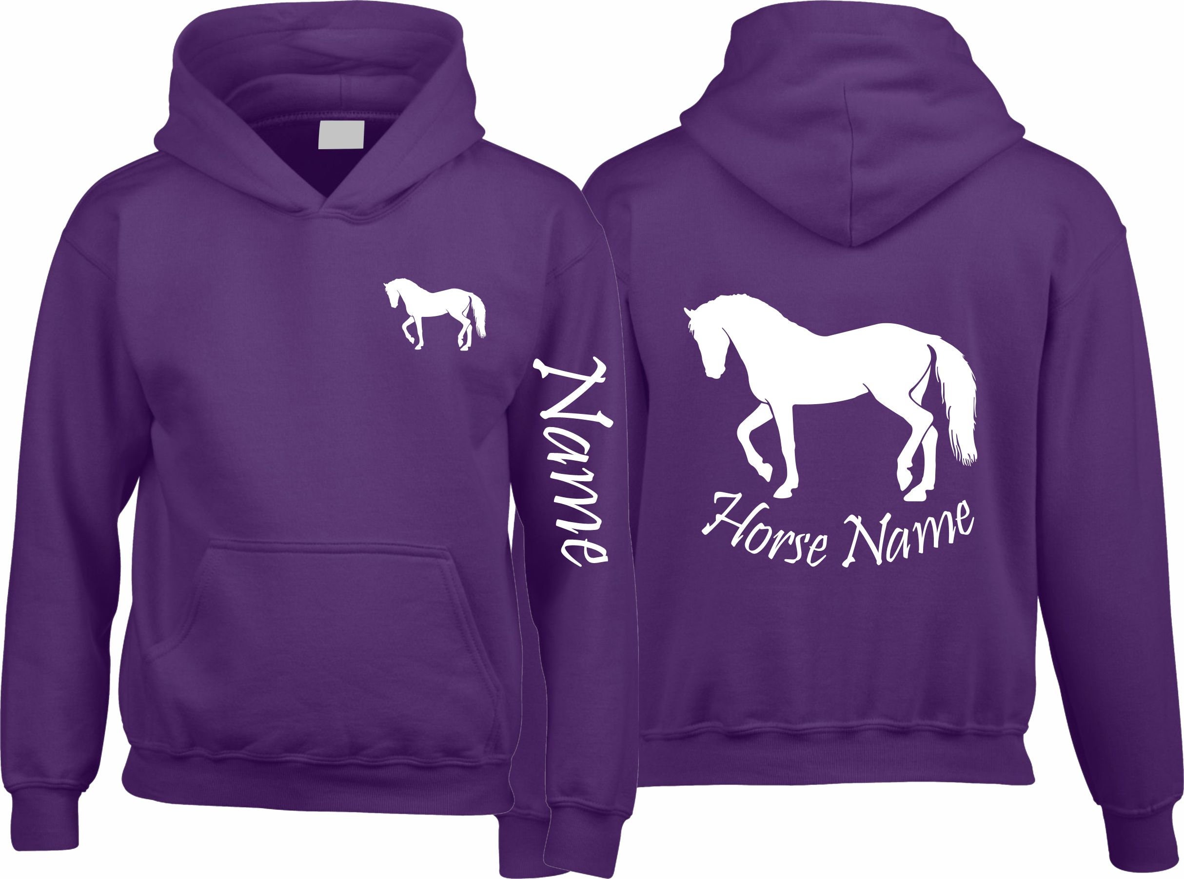 Felpa Con Cappuccio Personalizzata Bambini Tema Cavallo | AWD / Fruit Of The Loom, Personalizzabile H6