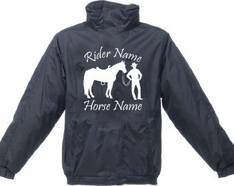 Personalised Horse Jacket Regatta Equestrian Cob Rider Jockey Dressage Stable Bomber Waterproof Dover Equine Coat Xmas Present Unisex Top