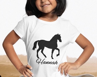 T-shirt cheval personnalisé équestre cadeau d'anniversaire prénom cavalier personnalisé