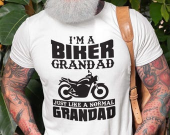 T-shirt Con Stampa Cartel Im A Biker Grandad, Divertente Idea