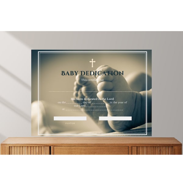 Baby Dedication Certificate, Digital Download Baby Dedication Certificate, Blank Printable Certificate, Gift for Baby, Gift for New Parent