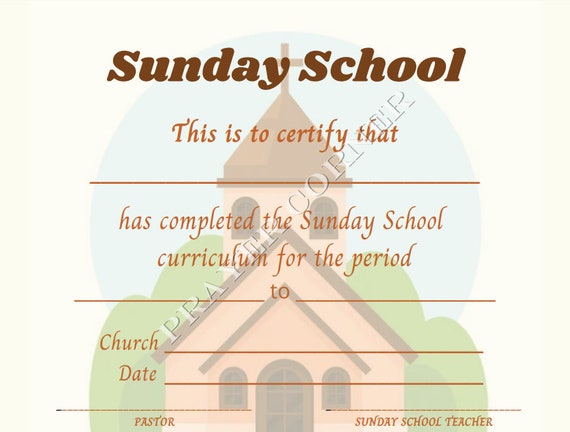 Sunday School Editable Printable Certificate Church - Etsy Israel