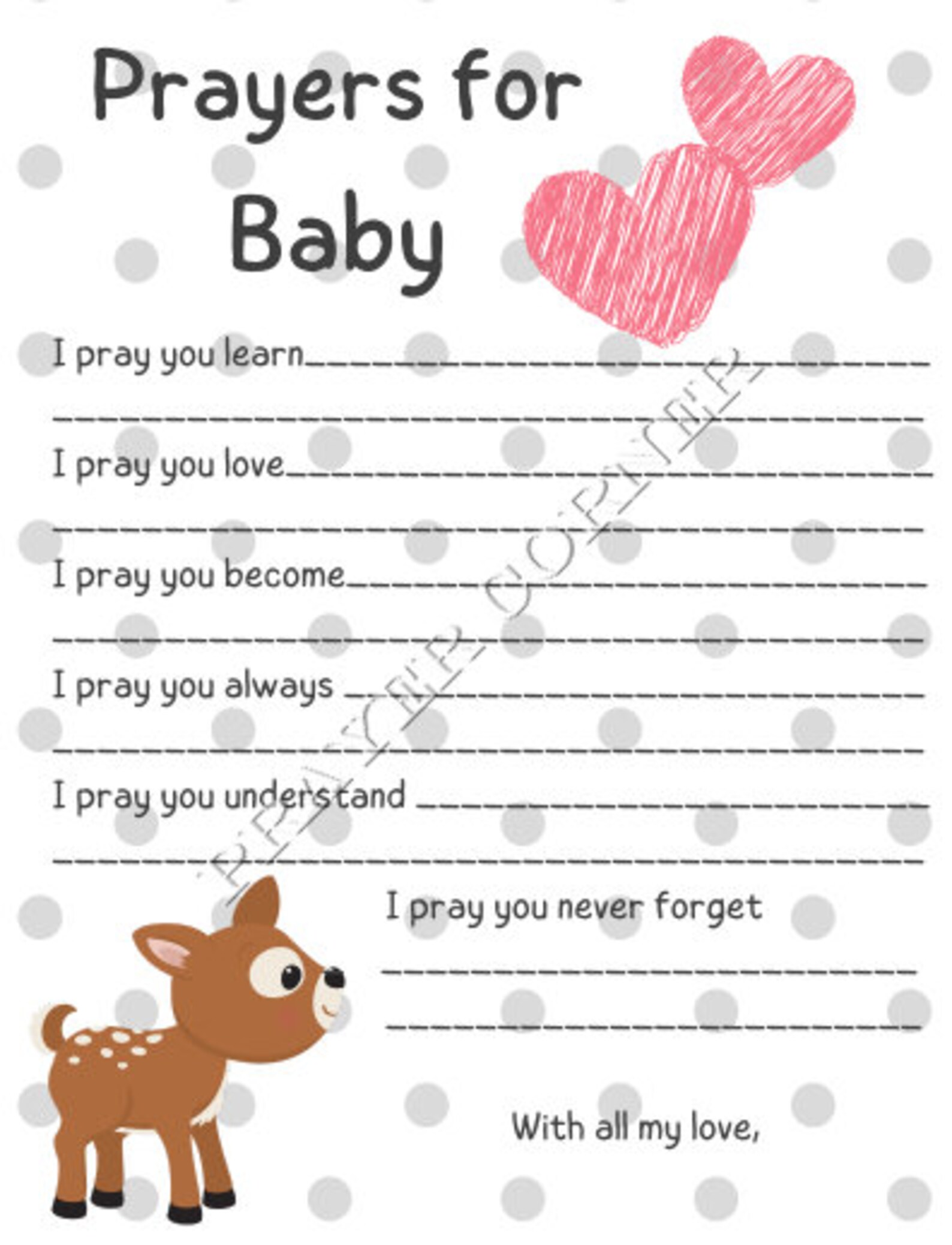 Prayers for Baby Printable Download Baby Shower Prayers for Etsy
